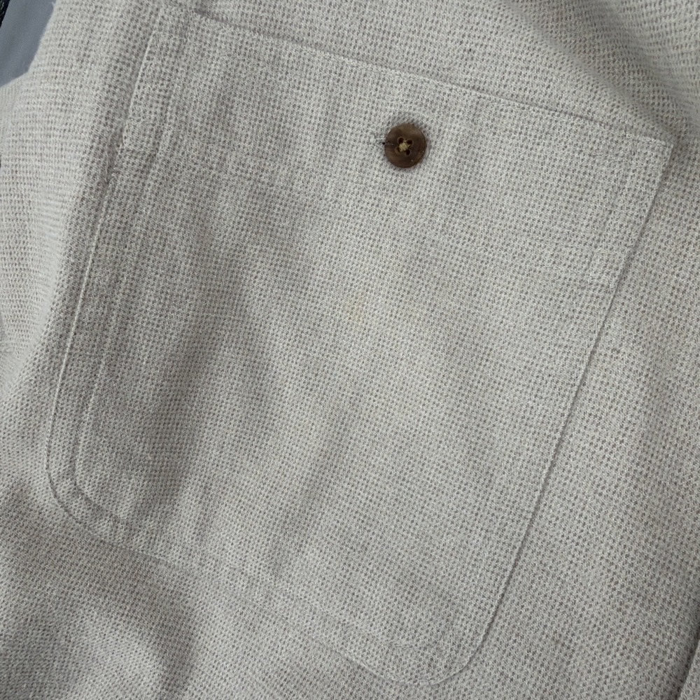Vintage 90s Eddie Bauer Denim Shirt Mens M 100 Cotton Beige Button Down Workwear - Picture 13 of 15
